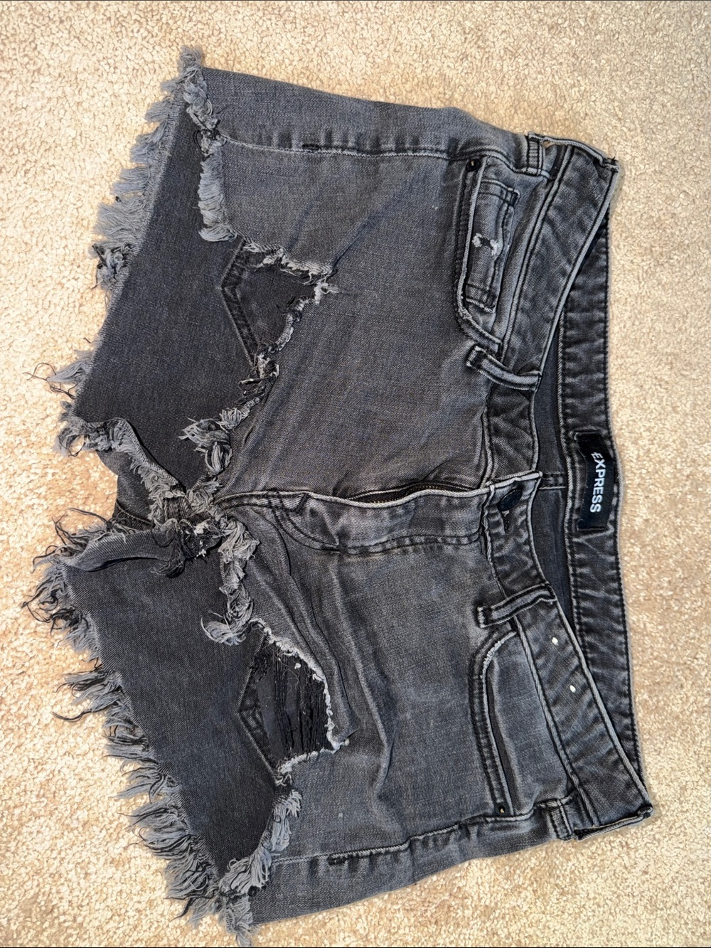 Express Black Washed Distressed Denim Cutoff Shorts